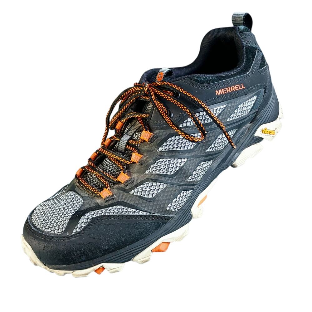 Merrell Men's Moab FST Waterproof Hiking Trail Shoe Vibram Black Orange Size 10